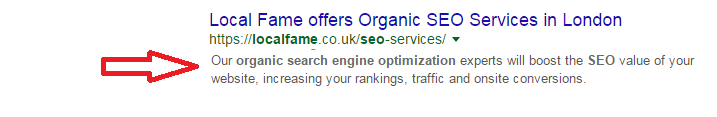 Description in SERP result