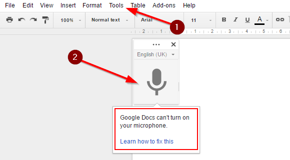 Instructions on how to use google voice type